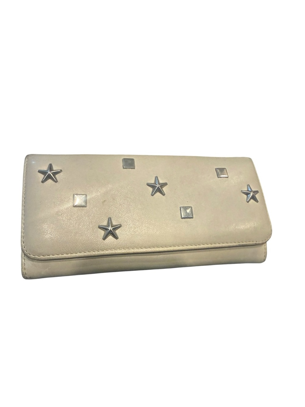 Jimmy Choo Cream Leather Star & Stud Continental Wallet